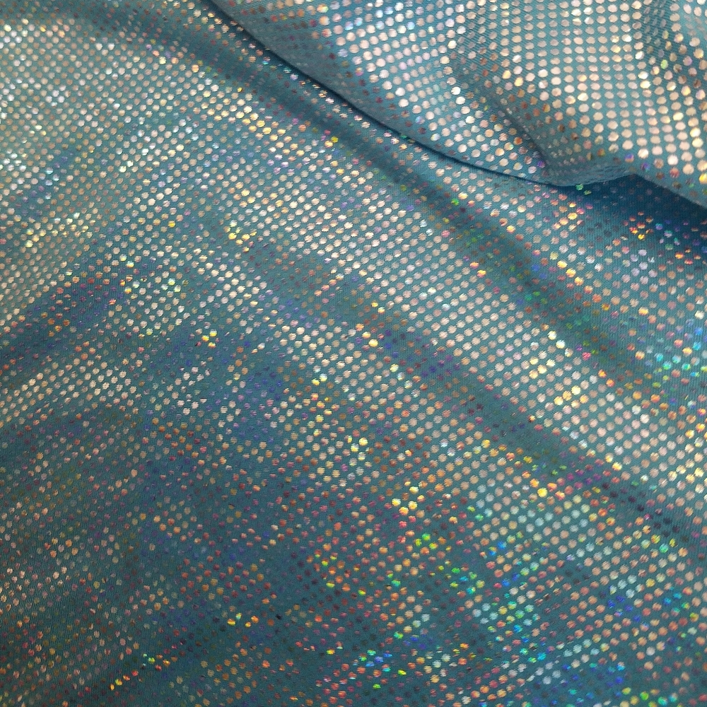 NWOT Sparkly Iridescent Baby Blue Tank Top Shorts Hot Pants Rave Set M 8 10 Jr L - Picture 10 of 10